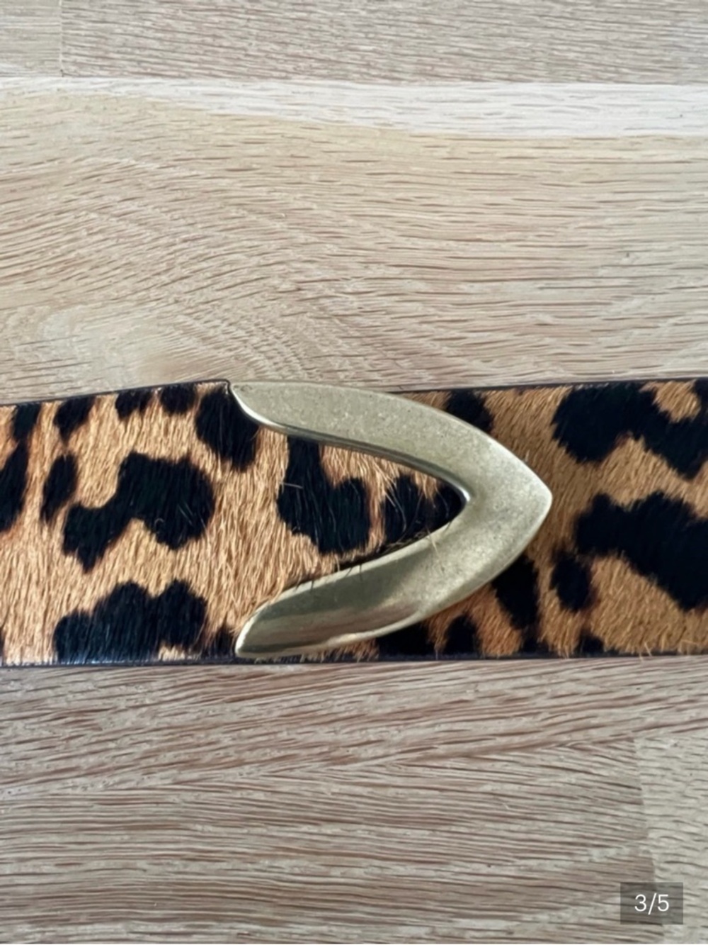 NWOT B-Low The Belt Hair Calf Leopard Print Belt with Gold-Tone Buckle - Picture 3 of 5